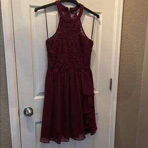Elegant Burgundy Lace Dress